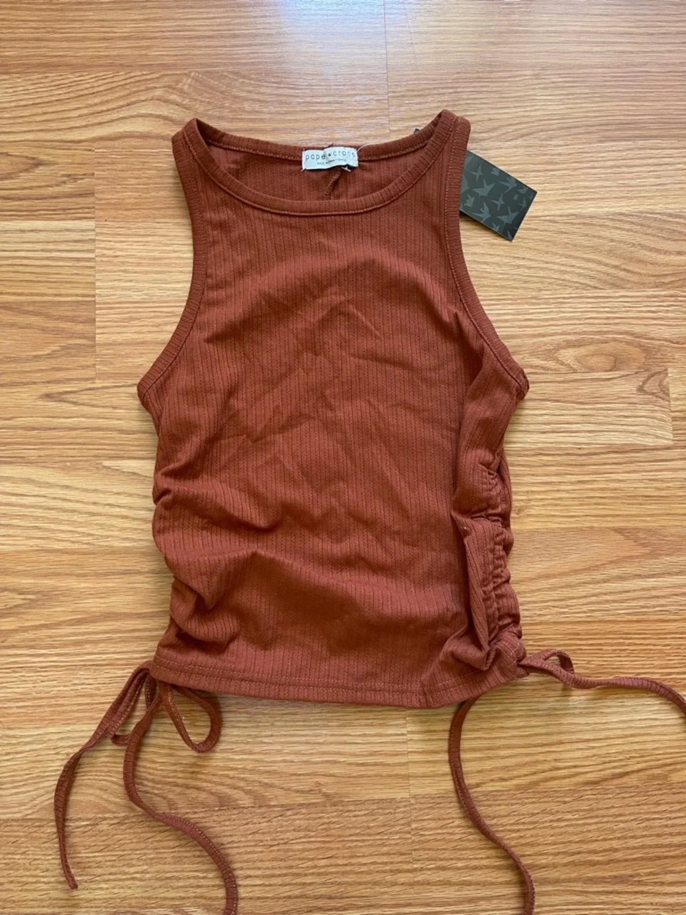 NWT Paper Crane Ribbed Side-Tie Tank Top - Picture 1 of 3